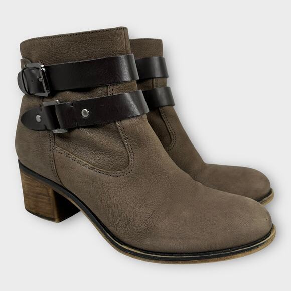 Franco Sarto Womens size 8 Linden 2 Pebbled Leather Zip Up Ankle Boots Gray - Picture 1 of 11